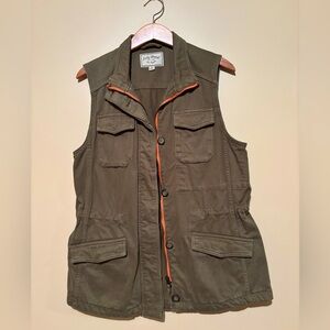 Lucky Brand Olive Vest with Orange Accents